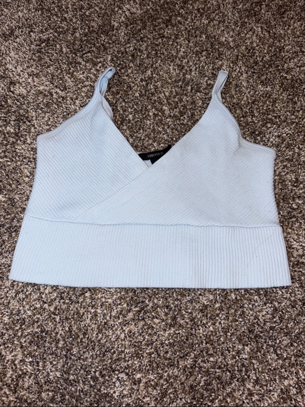Forever 21 Baby Blue Ribbed Wrap-Front Crop Cami